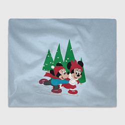 Плед флисовый Mickey and Minnie skating, цвет: 3D-велсофт
