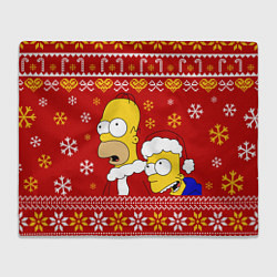 Плед флисовый Новогодний Гомер и Барт Симпсоны, цвет: 3D-велсофт