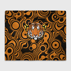 Плед флисовый Голова тигра с бабочкой, цвет: 3D-велсофт