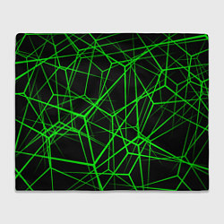 Плед флисовый Зеленые Полигоны Матрица, цвет: 3D-велсофт