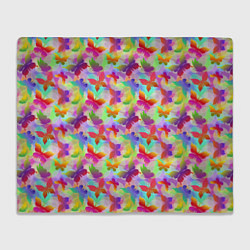 Плед флисовый Разноцветные Бабочки Color, цвет: 3D-велсофт