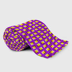Плед флисовый Фиолетовый Фон с Желтыми Квадратами Иллюзия Движен, цвет: 3D-велсофт — фото 2