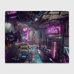 Плед флисовый Городской киберпанк, цвет: 3D-велсофт