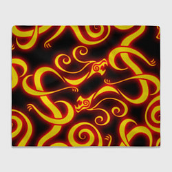 Плед флисовый ОГНЕННОЕ ТАТУ ДРАКЕНА DRAKEN FIRE TATTOO, цвет: 3D-велсофт
