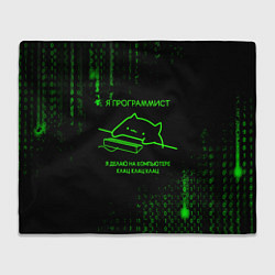 Плед флисовый КОТ ПРОГРАММИСТ МАТРИЦА CAT MATRIX, цвет: 3D-велсофт