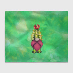 Плед флисовый Гном - кактус, цвет: 3D-велсофт