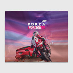 Плед флисовый Forza Horizon 5 - sports car and bike, цвет: 3D-велсофт