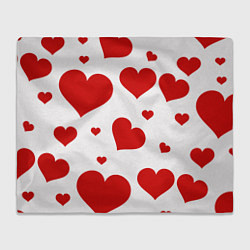 Плед флисовый Красные сердечки Heart, цвет: 3D-велсофт