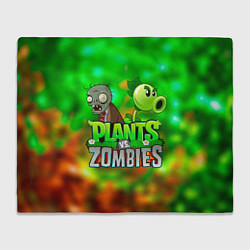 Плед флисовый Plants vs Zombies горохострел и зомби, цвет: 3D-велсофт