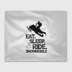 Плед флисовый EAT SLEEP RIDE SNOWMOBILE, цвет: 3D-велсофт