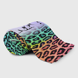 Плед флисовый Котик MEOW на радужном леопарде принт, цвет: 3D-велсофт — фото 2
