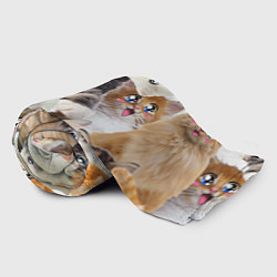 Плед флисовый Много кошек с большими анимэ глазами, цвет: 3D-велсофт — фото 2