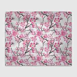 Плед флисовый Весенняя сакура, цвет: 3D-велсофт