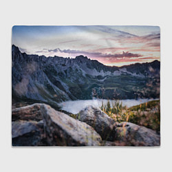 Плед флисовый Горы на закате, цвет: 3D-велсофт