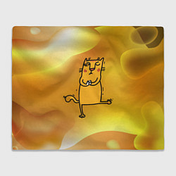 Плед флисовый Строгий кот занимается йогой, цвет: 3D-велсофт