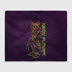 Плед флисовый Волк на стиле гангстер, цвет: 3D-велсофт