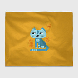 Плед флисовый Очаровательный котик в плоском стиле в ярких цвета, цвет: 3D-велсофт