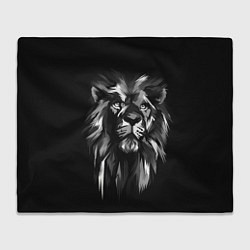 Плед флисовый Голова льва в черно-белом изображении, цвет: 3D-велсофт