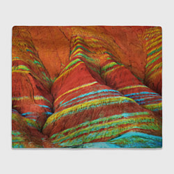 Плед флисовый Знаменитые разноцветные горы Китай, цвет: 3D-велсофт