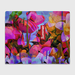 Плед флисовый Красочный летний цветочный паттерн Summer color pa, цвет: 3D-велсофт