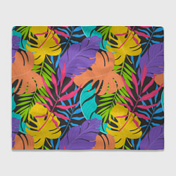 Плед флисовый Тропические экзотические листья, цвет: 3D-велсофт