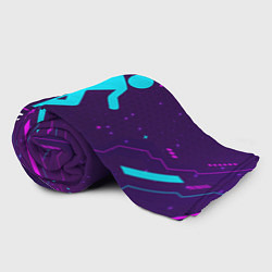 Плед флисовый Символ Portal в неоновых цветах на темном фоне, цвет: 3D-велсофт — фото 2