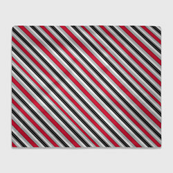 Плед флисовый Красно-серый полосатый узор, цвет: 3D-велсофт