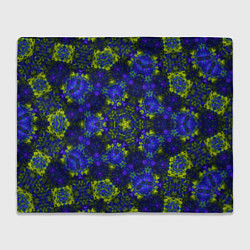 Плед флисовый Абстрактный зелено-синий узор Звезда, цвет: 3D-велсофт