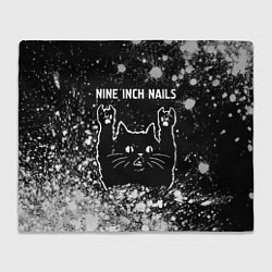 Плед флисовый Группа Nine Inch Nails и Рок Кот, цвет: 3D-велсофт
