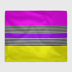 Плед флисовый Яркие неоновые полосы в сочетании с черно-белыми п, цвет: 3D-велсофт