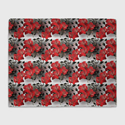Плед флисовый Красные абстрактные цветы, цвет: 3D-велсофт