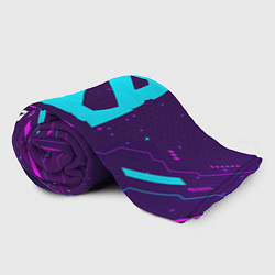 Плед флисовый Символ Dota в неоновых цветах на темном фоне, цвет: 3D-велсофт — фото 2