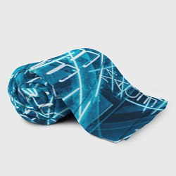 Плед флисовый Неоновые лучи и неоновые надписи - Голубой, цвет: 3D-велсофт — фото 2
