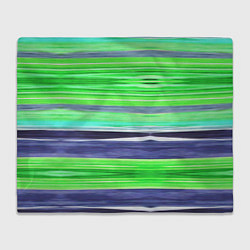 Плед флисовый Сине-зеленые абстрактные полосы, цвет: 3D-велсофт