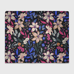 Плед флисовый Цветы Красочные Лилии В Саду, цвет: 3D-велсофт
