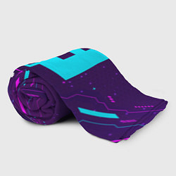 Плед флисовый Символ Fortnite в неоновых цветах на темном фоне, цвет: 3D-велсофт — фото 2