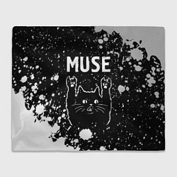 Плед флисовый Группа Muse и Рок Кот, цвет: 3D-велсофт