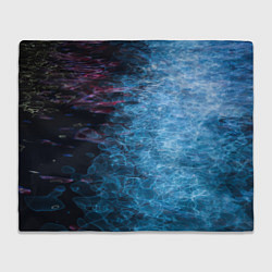 Плед флисовый Неоновые волны на воде - Синий, цвет: 3D-велсофт