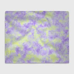 Плед флисовый Нежный желто-фиолетовый тай дай, цвет: 3D-велсофт