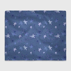 Плед флисовый Gray-Blue Star Pattern, цвет: 3D-велсофт