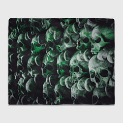 Плед флисовый Множество черепов во тьме - Зелёный, цвет: 3D-велсофт