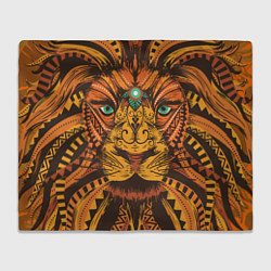 Плед флисовый Африканский Лев Морда Льва с узорами Мандала, цвет: 3D-велсофт
