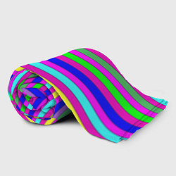 Плед флисовый Multicolored neon bright stripes, цвет: 3D-велсофт — фото 2