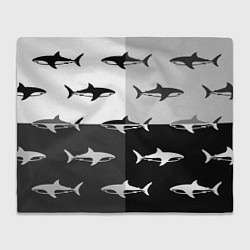 Плед флисовый Стая акул - pattern, цвет: 3D-велсофт