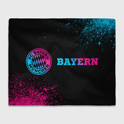 Плед флисовый Bayern - neon gradient: надпись и символ, цвет: 3D-велсофт