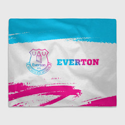 Плед флисовый Everton neon gradient style: надпись и символ, цвет: 3D-велсофт