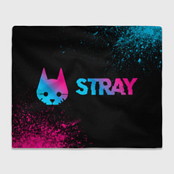 Плед флисовый Stray - neon gradient: надпись и символ, цвет: 3D-велсофт