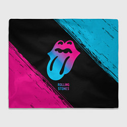 Плед флисовый Rolling Stones - neon gradient, цвет: 3D-велсофт