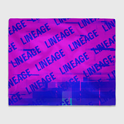 Плед флисовый Lineage glitch text effect: паттерн, цвет: 3D-велсофт