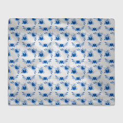 Плед флисовый Blue floral pattern, цвет: 3D-велсофт